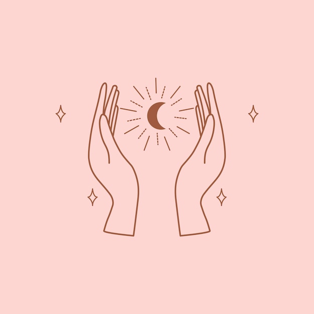 Aesthetic crescent moon logo element vector