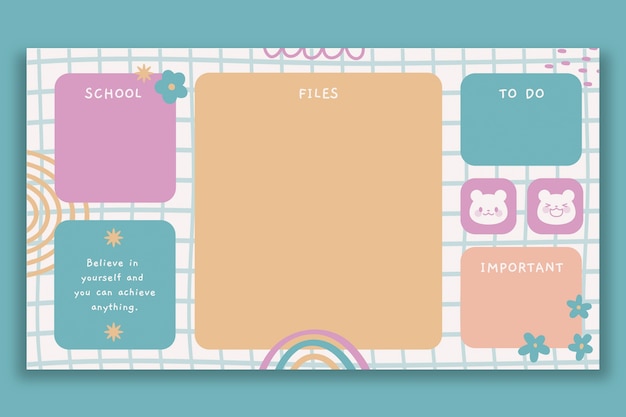 Aesthetic cute pastel notes desktop wallpaper