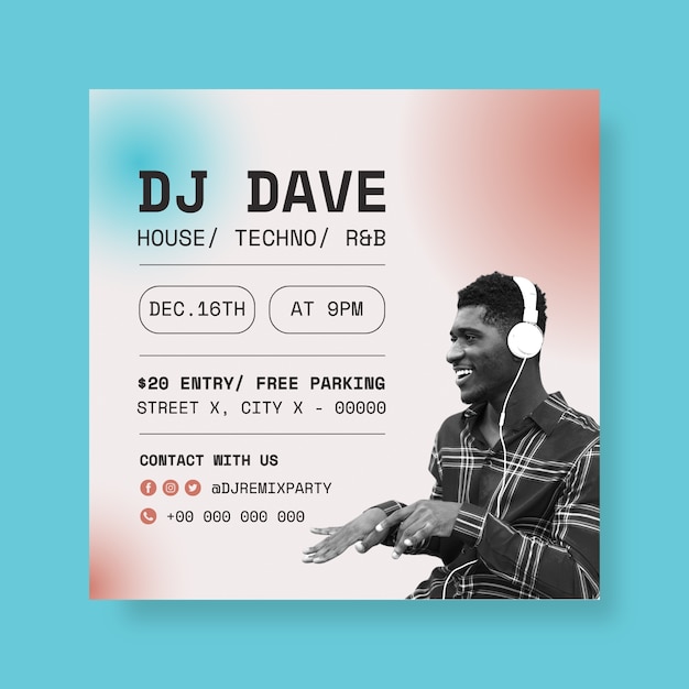 Free Vector aesthetic dj instagram post