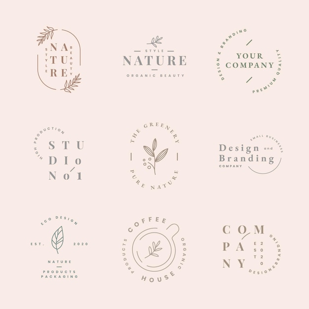 Aesthetic fashion logo, business template for branding design vector set