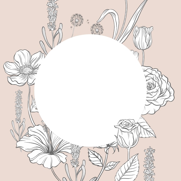 Free Vector aesthetic flower frame background, vintage botanical in beige vector