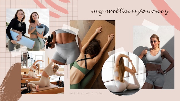 Aesthetic hand drawn wellness motivation vision board