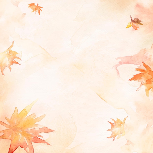 Free Vector aesthetic leaf watercolor background vector in orange autumn season