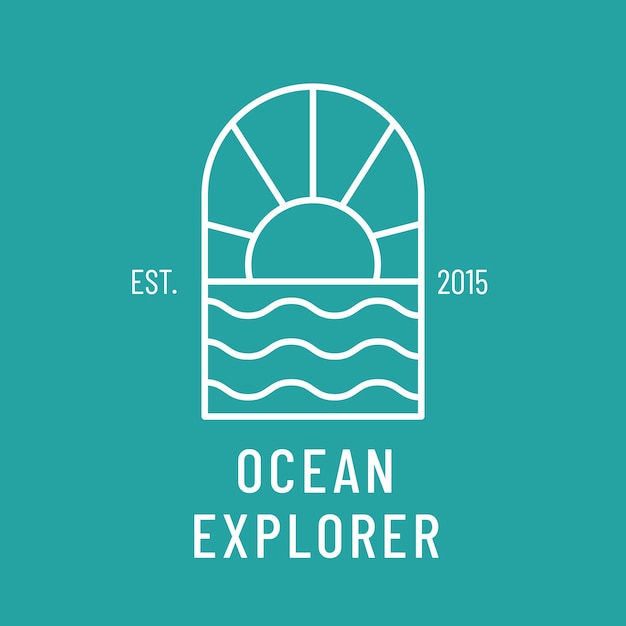 Aesthetic linear ocean explorer logo template