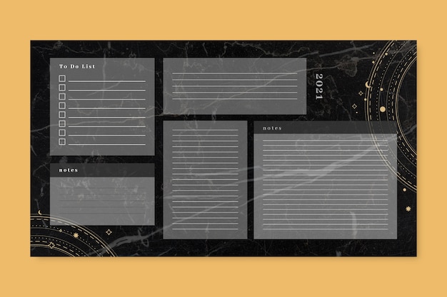 Free Vector aesthetic marble desktop organizer wallpaper