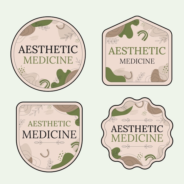 Free Vector aesthetic medicine and treatment labels collection