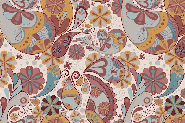 Aesthetic paisley background, henna pattern in earth tone vector