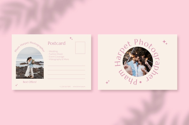 Free Vector aesthetic photographer postcard template