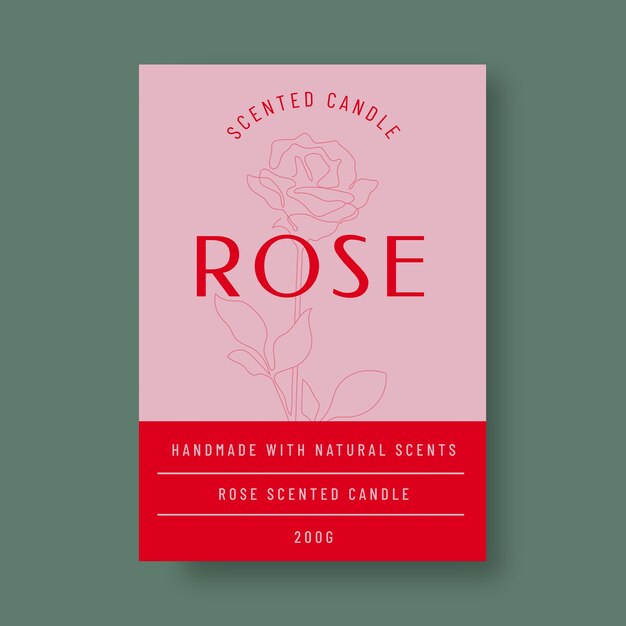 Aesthetic rose candle label template