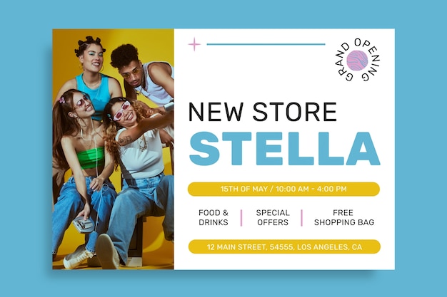 Aesthetic stella fashion store grand opening invitation template