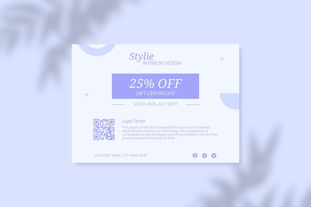 Aesthetic stylie interior design gift certificate