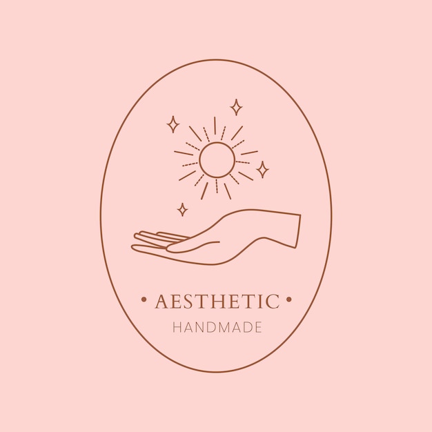 Free Vector aesthetic sun logo template, editable minimal pink vector