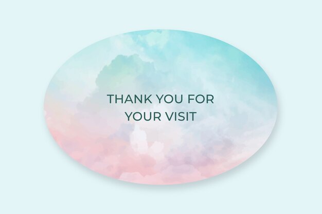 Aesthetic watercolor thank you for your visit oval sticker