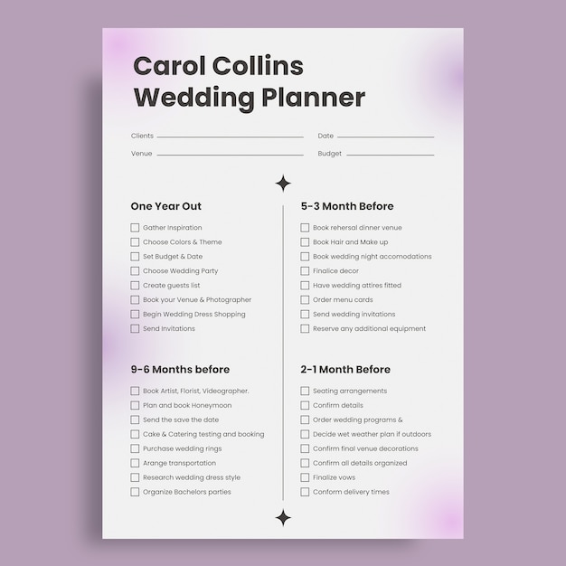 Aesthetic wedding planner checklist