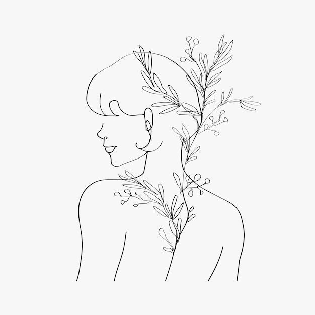 Aesthetic woman&rsquo;s body vector line art minimal grayscale drawings