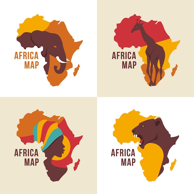 Africa map logo collection