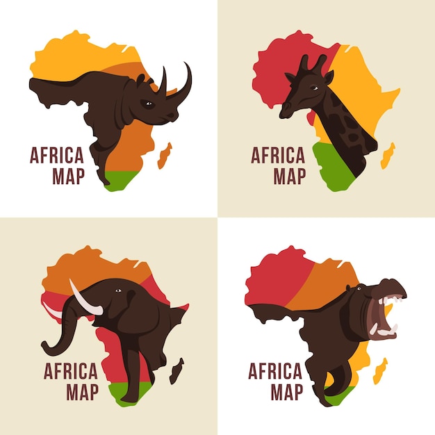 Africa map logo set