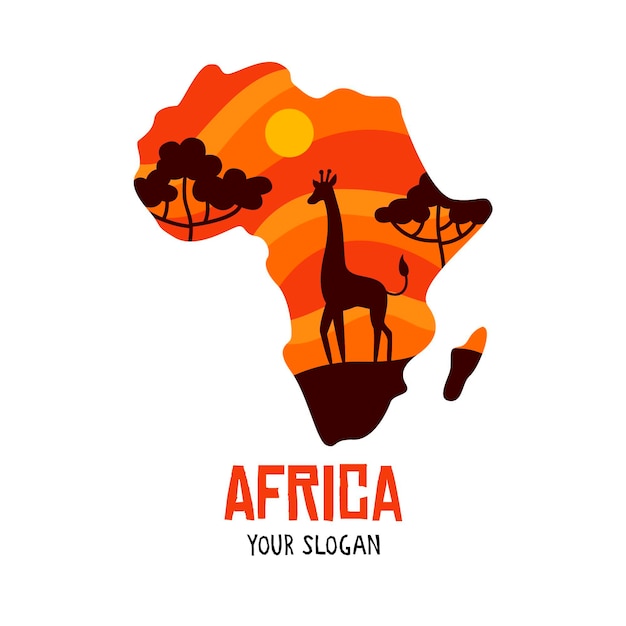 Africa map logo with giraffe