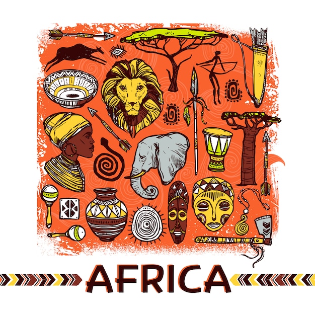 Free Vector africa sketch illustration