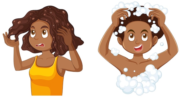 Free Vector african american teenage girl washing her hair