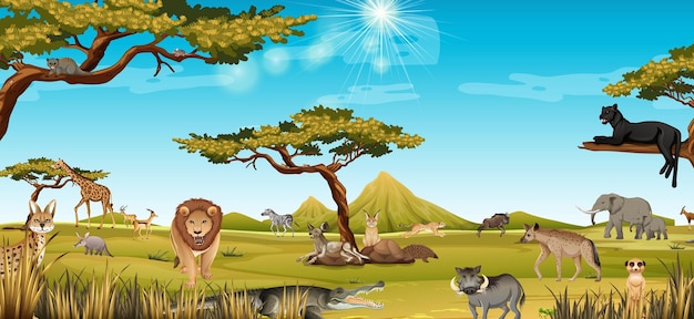 African animal in the forest landscape scene