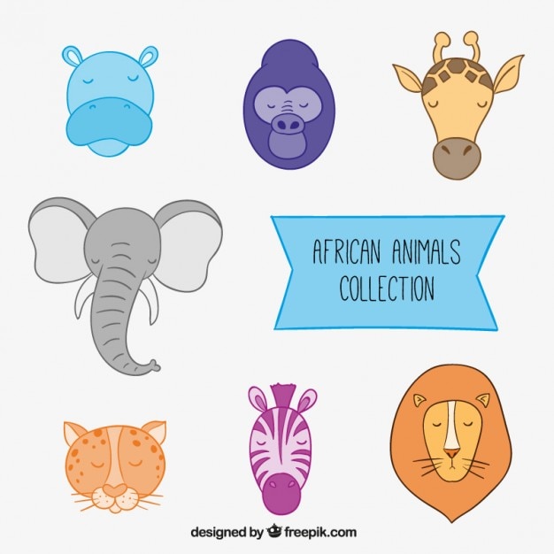 Free vector african animals heads