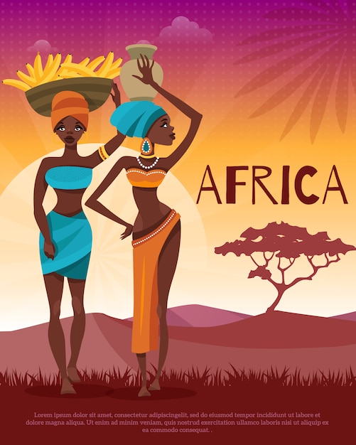 Free Vector african culture tribal traditions flat poster 