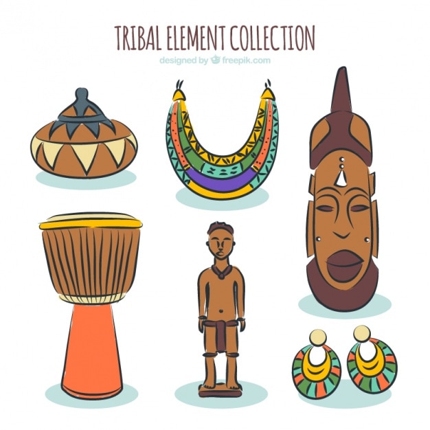 Free Vector african hand drawn objects 