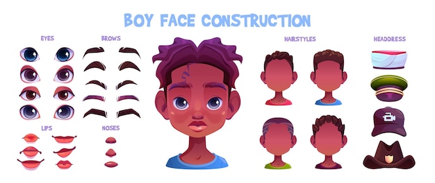 Free Vector african kid boy avatar construction kit