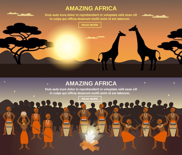 Free vector african people banners set