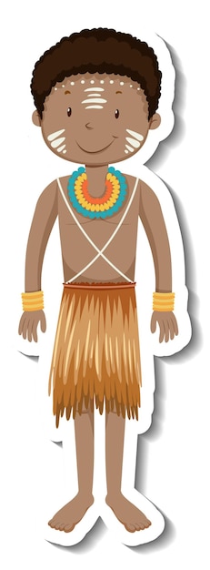 Free Vector african tribal man cartoon character sticker