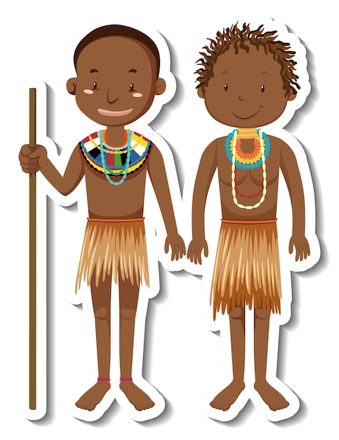 Free Vector african tribal man cartoon character sticker