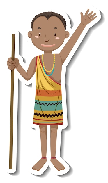 Free Vector african tribal man cartoon character sticker