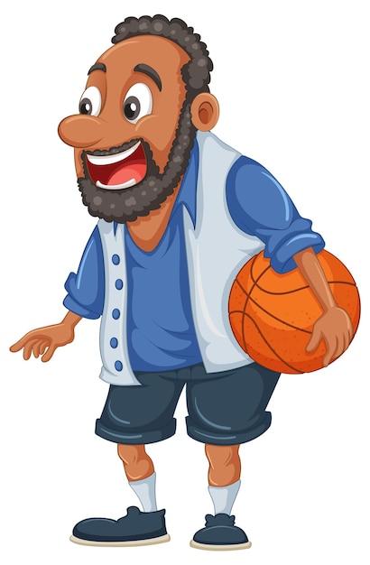 Free vector afro african middle age man holding basketball