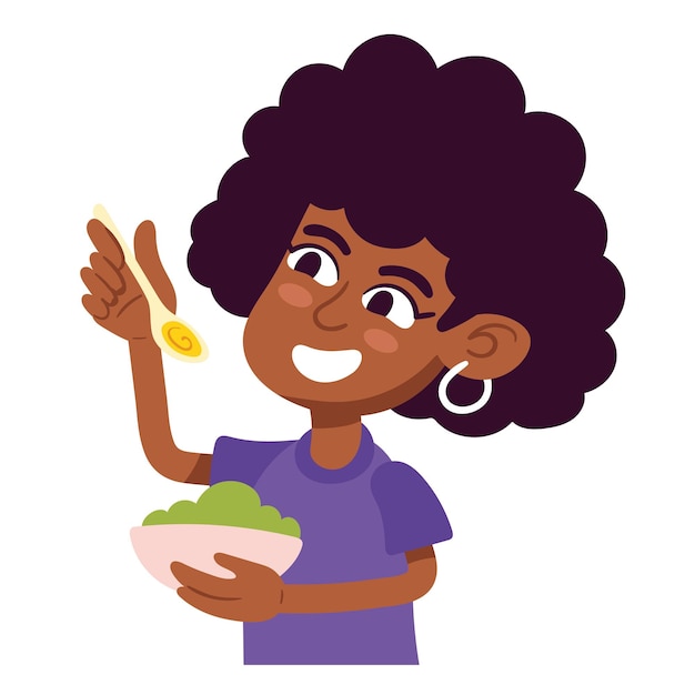 Free Vector afro woman eating