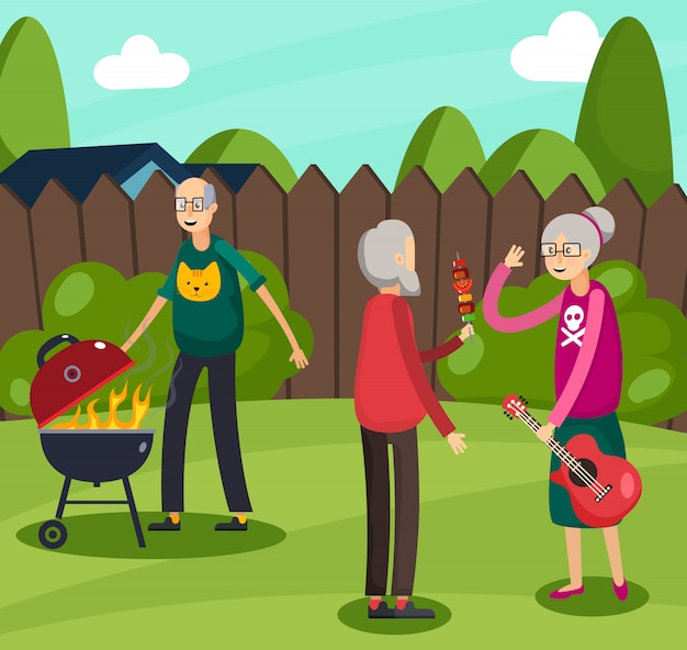 Free Vector aged elderly people orthogonal composition