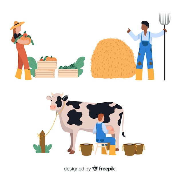 Agricultural workers character illustartion design