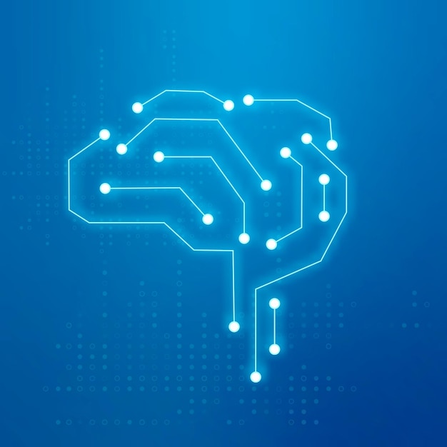 Free Vector ai technology connection brain icon vector in blue digital transformation concept