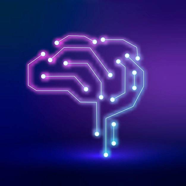 Free Vector ai technology connection brain icon vector in purple digital transformation concept