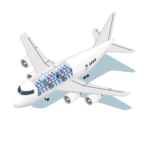 Airplane Scheme Isometric Composition