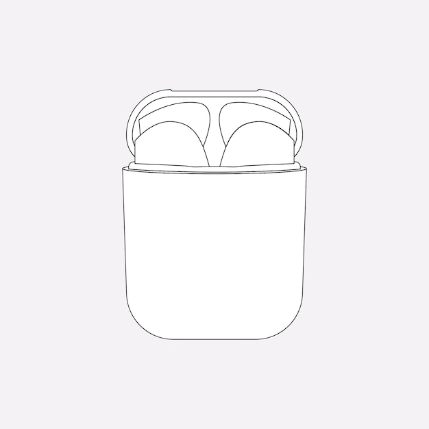 Free Vector airpods outline, white case, entertainment device vector illustration