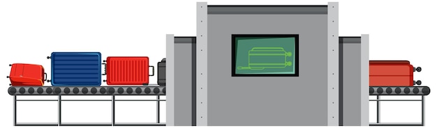 Free Vector airport baggage scanner on white background