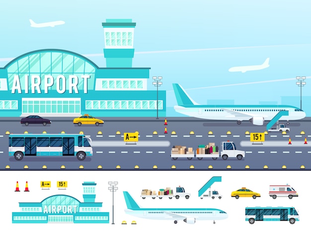 Airport Flat Style Illustration