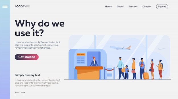 Free Vector airport queue  illustration