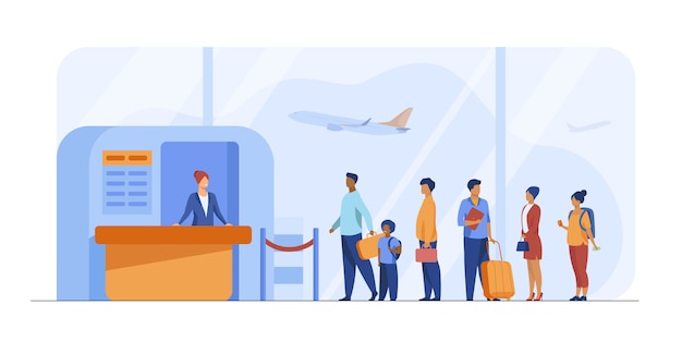 Airport queue vector illustration