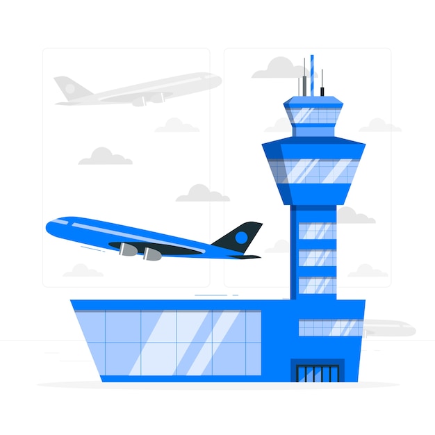 Airport tower concept illustration