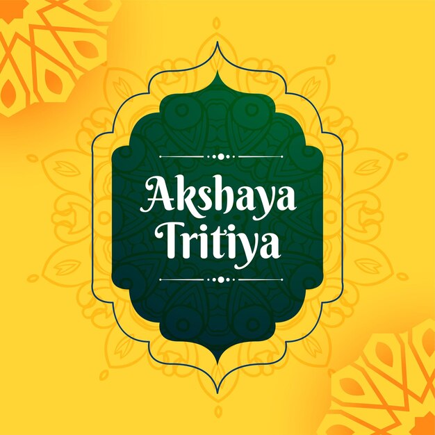 Akshaya tritiya yellow greeting with ethnic decoration