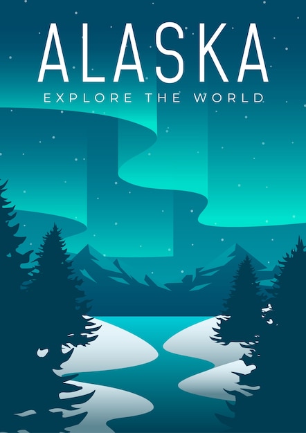 Free Vector alaska travelling poster design illustrated