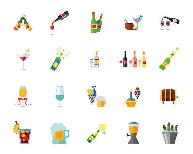 Free Vector alcohol icon set