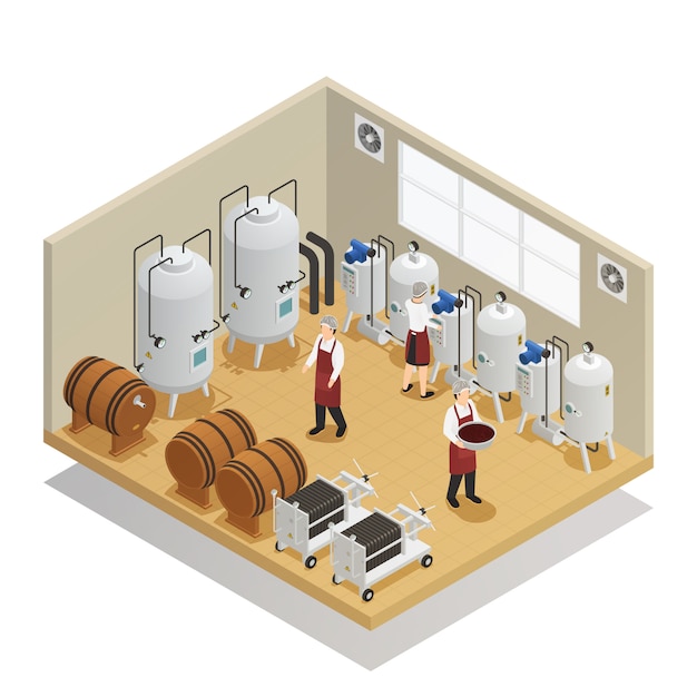 Alcoholic Beverages Production Isometric Composition